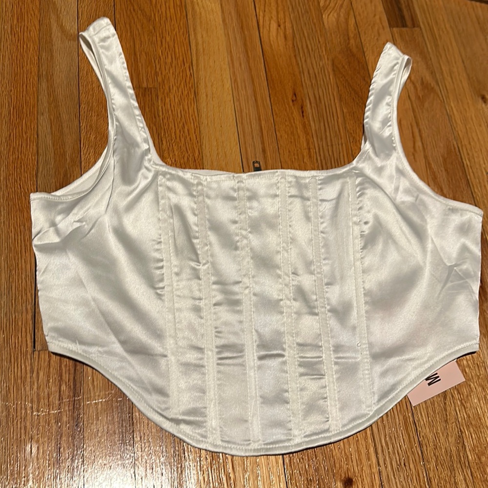 Missguided White Satin Corset Top